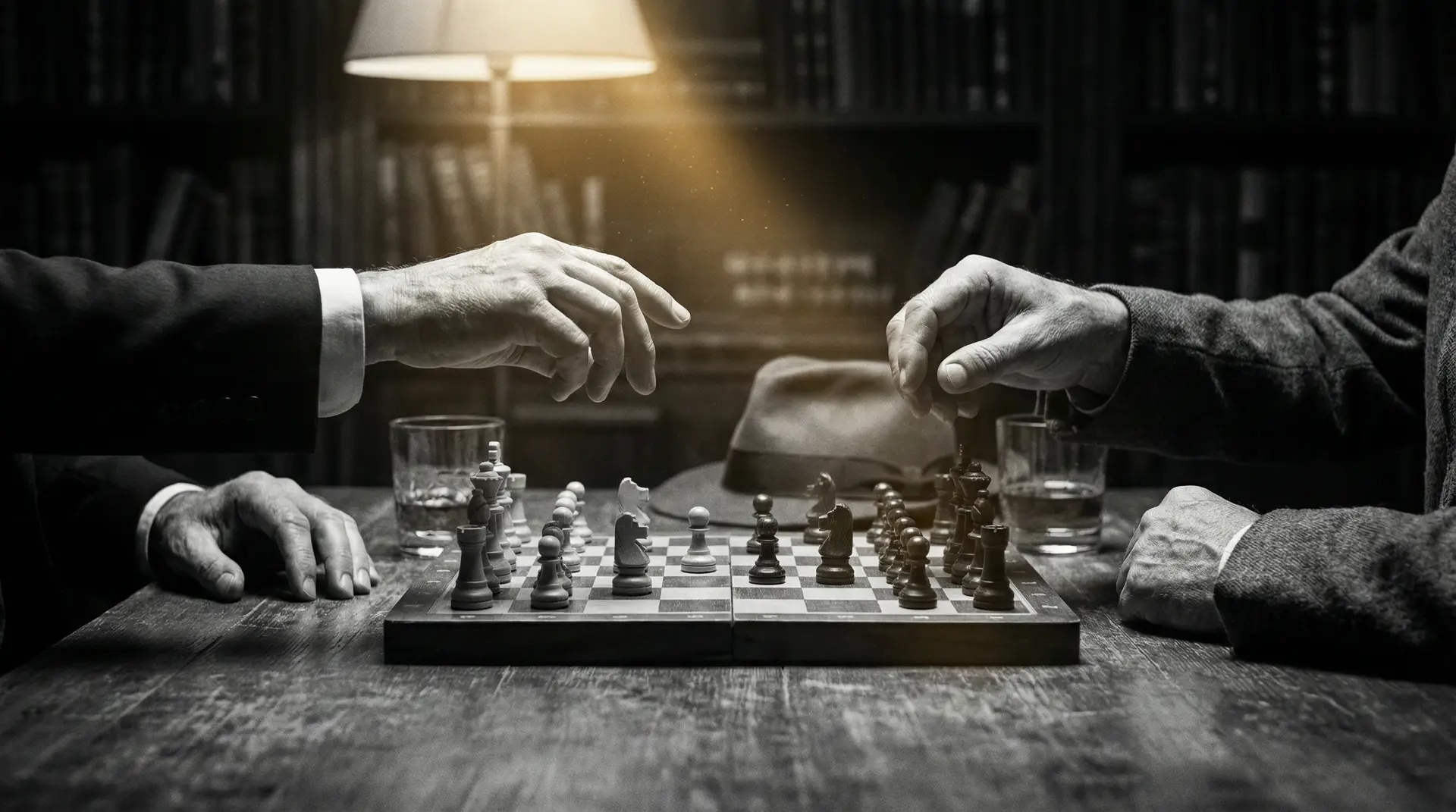 xiao766 艺术探索系列 - 非线性叙事，棋盘上的对弈象征命运的交错